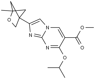 methyl 7-isopropoxy-2-(1-methyl-2-oxabicyclo[2.1.1]hexan-4-yl)imidazo[1,2-a]pyrimidine-6-carboxylate Struktur