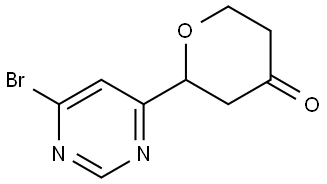 2-(6-bromopyrimidin-4-yl)tetrahydro-4H-pyran-4-one Struktur