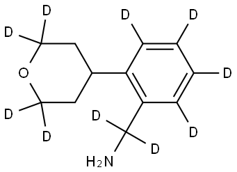 (2-(tetrahydro-2H-pyran-4-yl-2,2,6,6-d4)phenyl-3,4,5,6-d4)methan-d2-amine Struktur