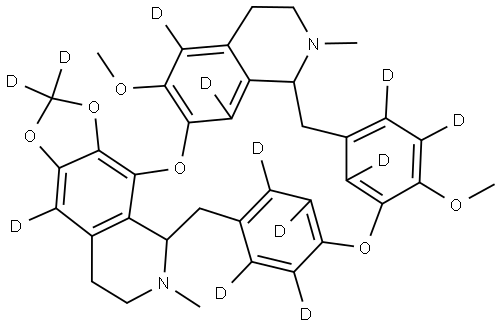 36,54-dimethoxy-16,32-dimethyl-15,16,17,18,31,32,33,34-octahydro-2,6-dioxa-1(4,5)-[1,3]dioxolo[4,5-g]isoquinolina-3(7,1)-isoquinolina-5(1,3),7(1,4)-dibenzenacyclooctaphane-12,12,19,35,38,52,55,56,72,7 Struktur