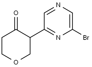 3-(6-bromopyrazin-2-yl)tetrahydro-4H-pyran-4-one Struktur