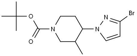 tert-butyl 4-(3-bromo-1H-pyrazol-1-yl)-3-methylpiperidine-1-carboxylate Struktur