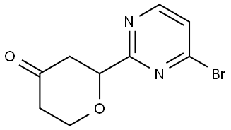 2-(4-bromopyrimidin-2-yl)tetrahydro-4H-pyran-4-one Struktur