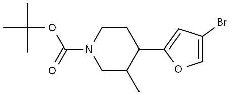 tert-butyl 4-(4-bromofuran-2-yl)-3-methylpiperidine-1-carboxylate Struktur