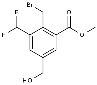 Benzoic acid, 2-(bromomethyl)-3-(difluoromethyl)-5-(hydroxymethyl)-, methyl ester Struktur