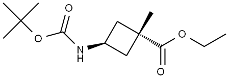 ethyl trans-3-(tert-butoxycarbonylamino)-1-methyl-cyclobutanecarboxylate Struktur