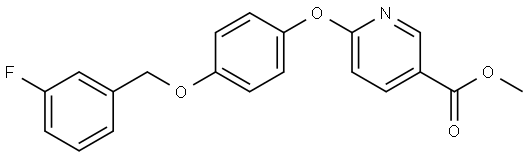 methyl 6-(4-((3-fluorobenzyl)oxy)phenoxy)nicotinate Struktur