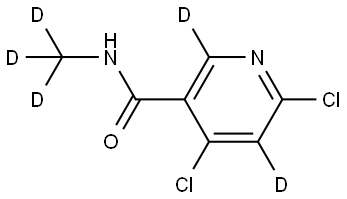 4,6-dichloro-N-(methyl-d3)nicotinamide-2,5-d2 Struktur