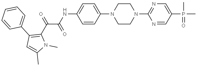 2-(1,5-dimethyl-3-phenyl-1H-pyrrol-2-yl)-N-(4-(4-(5-(dimethylphosphoryl)pyrimidin-2-yl)piperazin-1-yl)phenyl)-2-oxoacetamide Struktur