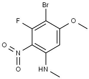 Benzenamine, 4-bromo-3-fluoro-5-methoxy-N-methyl-2-nitro- Struktur