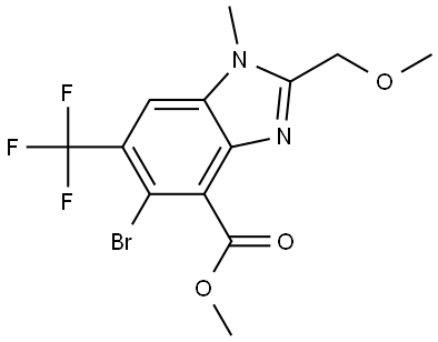 1H-Benzimidazole-4-carboxylic acid, 5-bromo-2-(methoxymethyl)-1-methyl-6-(trifluoromethyl)-, methyl ester Struktur