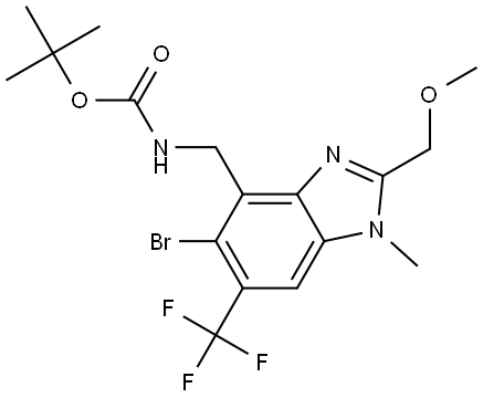 Carbamic acid, N-[[5-bromo-2-(methoxymethyl)-1-methyl-6-(trifluoromethyl)-1H-benzimidazol-4-yl]methyl]-, 1,1-dimethylethyl ester Struktur