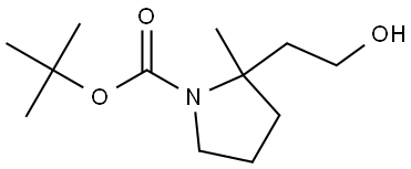 1-Pyrrolidinecarboxylic acid, 2-(2-hydroxyethyl)-2-methyl-, 1,1-dimethylethyl ester Struktur