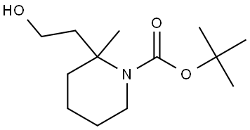 1-Piperidinecarboxylic acid, 2-(2-hydroxyethyl)-2-methyl-, 1,1-dimethylethyl ester Struktur