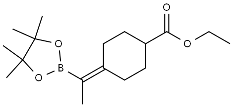 Cyclohexanecarboxylic acid, 4-[1-(4,4,5,5-tetramethyl-1,3,2-dioxaborolan-2-yl)ethylidene]-, ethyl ester Struktur