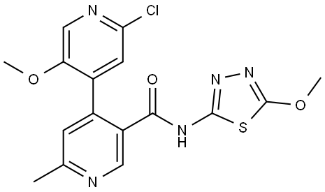 2'-chloro-5'-methoxy-N-(5-methoxy-1,3,4-thiadiazol-2-yl)-6-methyl-[4,4'-bipyridine]-3-carboxamide Struktur