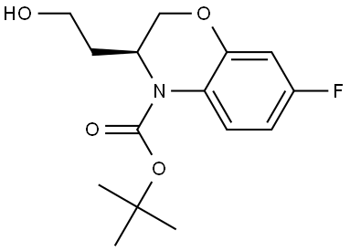 4H-1,4-Benzoxazine-4-carboxylic acid, 7-fluoro-2,3-dihydro-3-(2-hydroxyethyl)-, 1,1-dimethylethyl ester, (3S)- Struktur