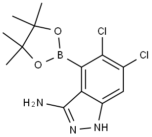 1H-Indazol-3-amine, 5,6-dichloro-4-(4,4,5,5-tetramethyl-1,3,2-dioxaborolan-2-yl)- Struktur