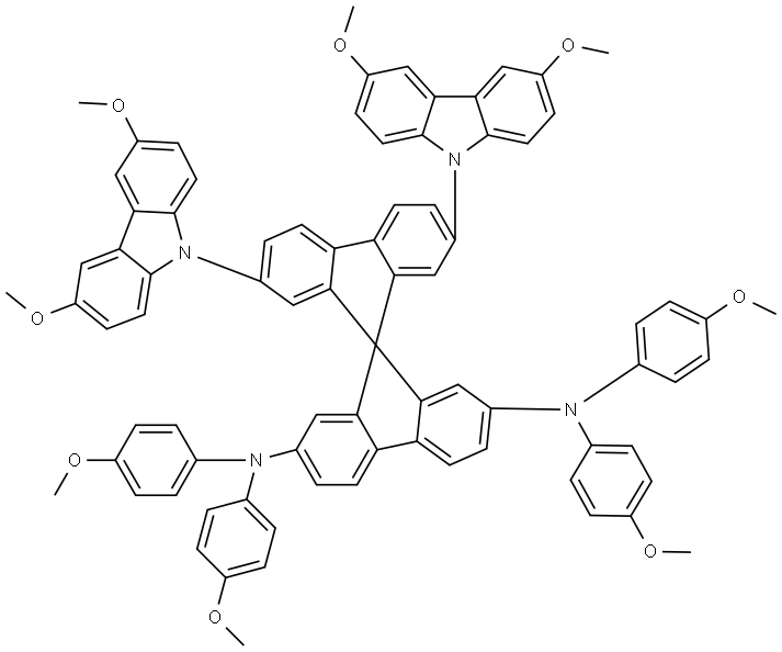 9,9′-Spirobi[9H-fluorene]-2,7-diamine, 2′,7′-bis(3,6-dimethoxy-9H-carbazol-9-yl)-N2,N2,N7,N7-tetrakis(4-methoxyphenyl)- Struktur