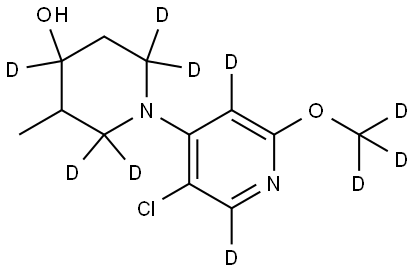 1-(5-chloro-2-(methoxy-d3)pyridin-4-yl-3,6-d2)-3-methylpiperidin-2,2,4,6,6-d5-4-ol Struktur