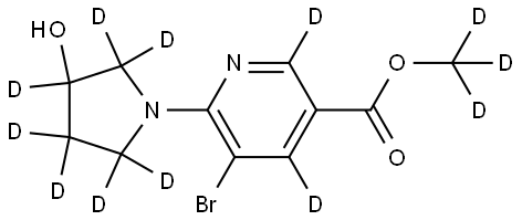 methyl-d3 5-bromo-6-(3-hydroxypyrrolidin-1-yl-2,2,3,4,4,5,5-d7)nicotinate-2,4-d2 Struktur