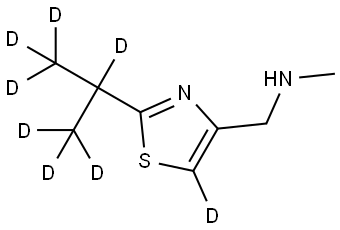 N-methyl-1-(2-(propan-2-yl-d7)thiazol-4-yl-5-d)methanamine Struktur