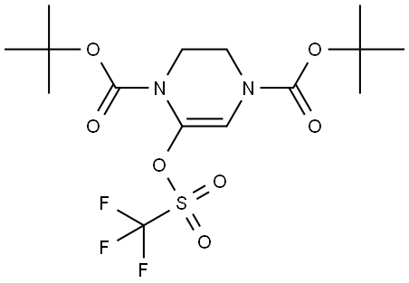 di-tert-butyl 5-(((trifluoromethyl)sulfonyl)oxy)-2,3-dihydropyrazine-1,4-dicarboxylate Struktur