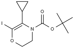 tert-butyl 5-cyclopropyl-6-iodo-2,3-dihydro-4H-1,4-oxazine-4-carboxylate Struktur