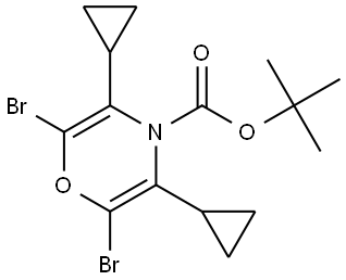 tert-butyl 2,6-dibromo-3,5-dicyclopropyl-4H-1,4-oxazine-4-carboxylate Struktur