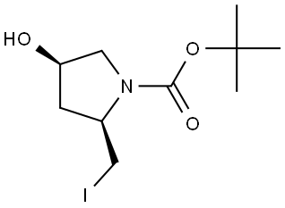 (2R,4R)-tert-butyl 4-hydroxy-2-(iodomethyl)pyrrolidine-1-carboxylate Struktur