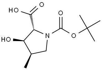 (2R,3R,4R)-1-tert-butoxycarbonyl-3-hydroxy-4-methyl-pyrrolidine-2-carboxylic acid Struktur