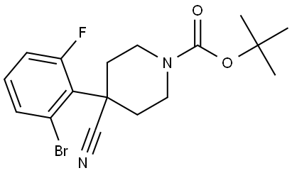 1-Piperidinecarboxylic acid, 4-(2-bromo-6-fluorophenyl)-4-cyano-, 1,1-dimethylethyl ester Struktur