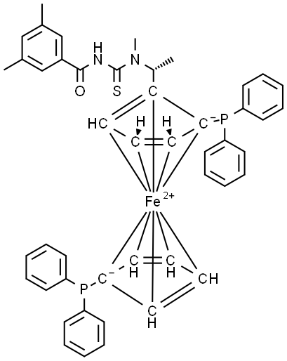 (2R)-1-[(1R)-1-[[[(3,5-二甲基)苯甲?；鵠氨基]硫氧甲基]甲基氨基]乙基]-1′,2-雙(二苯基膦基)二茂鐵, 2907054-07-1, 結(jié)構(gòu)式