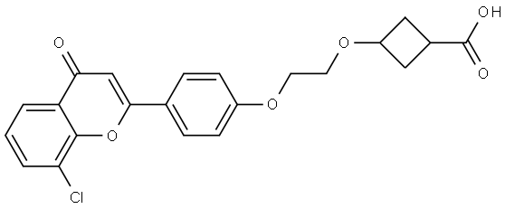 Cyclobutanecarboxylic acid, 3-[2-[4-(8-chloro-4-oxo-4H-1-benzopyran-2-yl)phenoxy]ethoxy]- Struktur