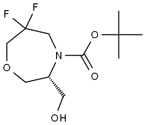 1,4-Oxazepine-4(5H)-carboxylic acid, 6,6-difluorotetrahydro-3-(hydroxymethyl)-, 1,1-dimethylethyl ester, (3R)- Struktur