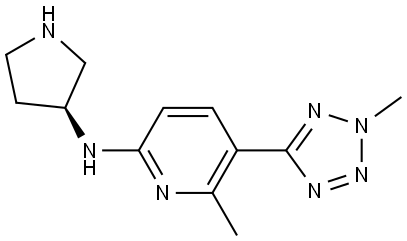 (S)-6-methyl-5-(2-methyl-2H-tetrazol-5-yl)-N-(pyrrolidin-3-yl)pyridin-2-amine Struktur