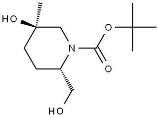 tert-butyl (2S,5R)-5-hydroxy-2-(hydroxymethyl)-5-methyl-piperidine-1-carboxylate Struktur