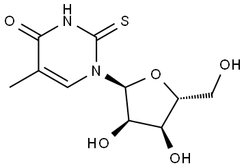 1-[(2S,3R,4S,5R)-3,4-dihydroxy-5-(hydroxymethyl)tetrahydrofuran-2-yl]-5-methyl-2-thioxo-pyrimidin-4-one Struktur