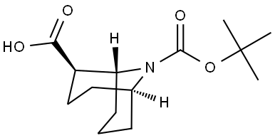 endo-9-tert-butoxycarbonyl-9-azabicyclo[3.3.1]nonane-2-carboxylic acid Struktur