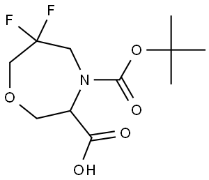 4-tert-butoxycarbonyl-6,6-difluoro-1,4-oxazepane-3-carboxylic acid Struktur