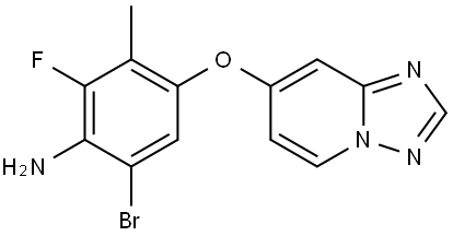 6-bromo-2-fluoro-3-methyl-4-([1,2,4]triazolo[1,5-a]pyridin-7-yloxy)aniline Struktur