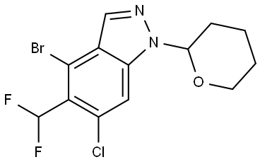 4-bromo-6-chloro-5-(difluoromethyl)-1-tetrahydropyran-2-yl-indazole Struktur