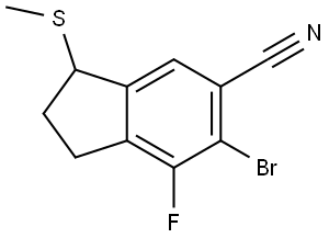 6-bromo-7-fluoro-3-(methylthio)-2,3-dihydro-1H-indene-5-carbonitrile Struktur