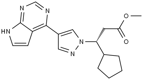 Methyl (R)-3-(4-(7H-pyrrolo[2,3-d]pyrimidin-4-yl)-1H-pyrazol-1-yl)-3-cyclopentylpropanoate Struktur