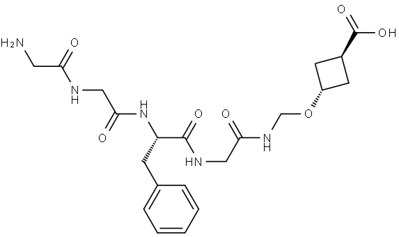 Gly-Gly-L-Phe-N-[(trans-carboxy-cyclobutyl-3-oxy)methyl]Glycinamide Struktur