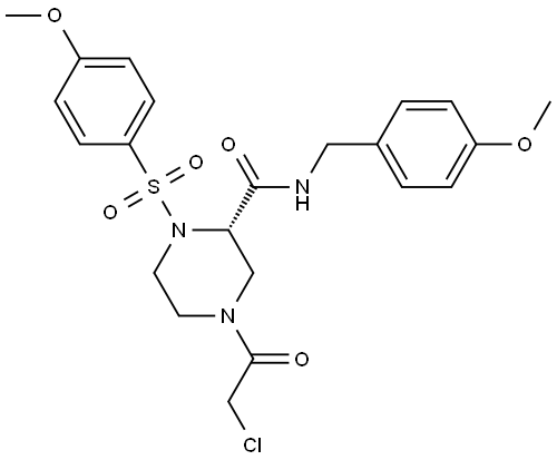 2-Piperazinecarboxamide, 4-(2-chloroacetyl)-N-[(4-methoxyphenyl)methyl]-1-[(4-methoxyphenyl)sulfonyl]-, (2S)- Struktur