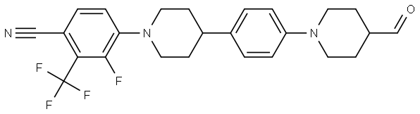 3-fluoro-4-(4-(4-(4-formylpiperidin-1-yl)phenyl)piperidin-1-yl)-2-(trifluoromethyl)benzonitrile Struktur