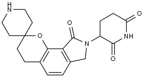 2,6-Piperidinedione, 3-(3′,4′,7′,8′-tetrahydro-9′-oxospiro[piperidine-4,2′(9′H)-pyrano[2,3-e]isoindol]-8′-yl)- Struktur