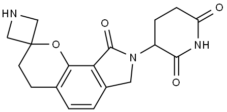 2,6-Piperidinedione, 3-(3′,4′,7′,8′-tetrahydro-9′-oxospiro[azetidine-3,2′(9′H)-pyrano[2,3-e]isoindol]-8′-yl)- Struktur