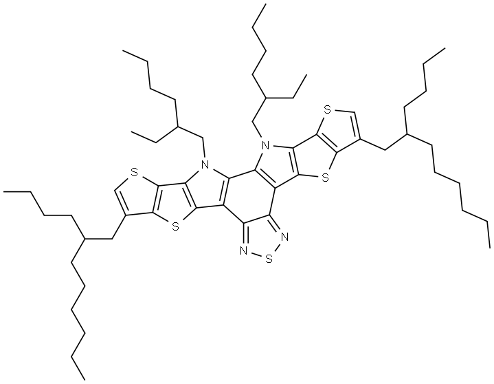 Dithieno[2′′,3′′:4′,5′]thieno[2′,3′:4,5]pyrrolo[3,2-e:2′,3′-g][2,1,3]benzothiadiazole, 3,9-bis(2-butyloctyl)-12,13-bis(2-ethylhexyl)-12,13-dihydro- Struktur